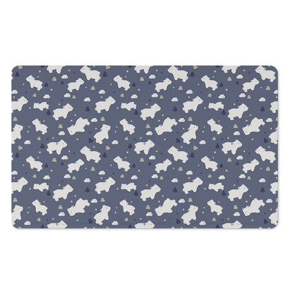 White Baby Polar Bear Pattern Print Polyester Doormat