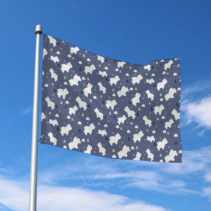 White Baby Polar Bear Pattern Print Polyester Flag