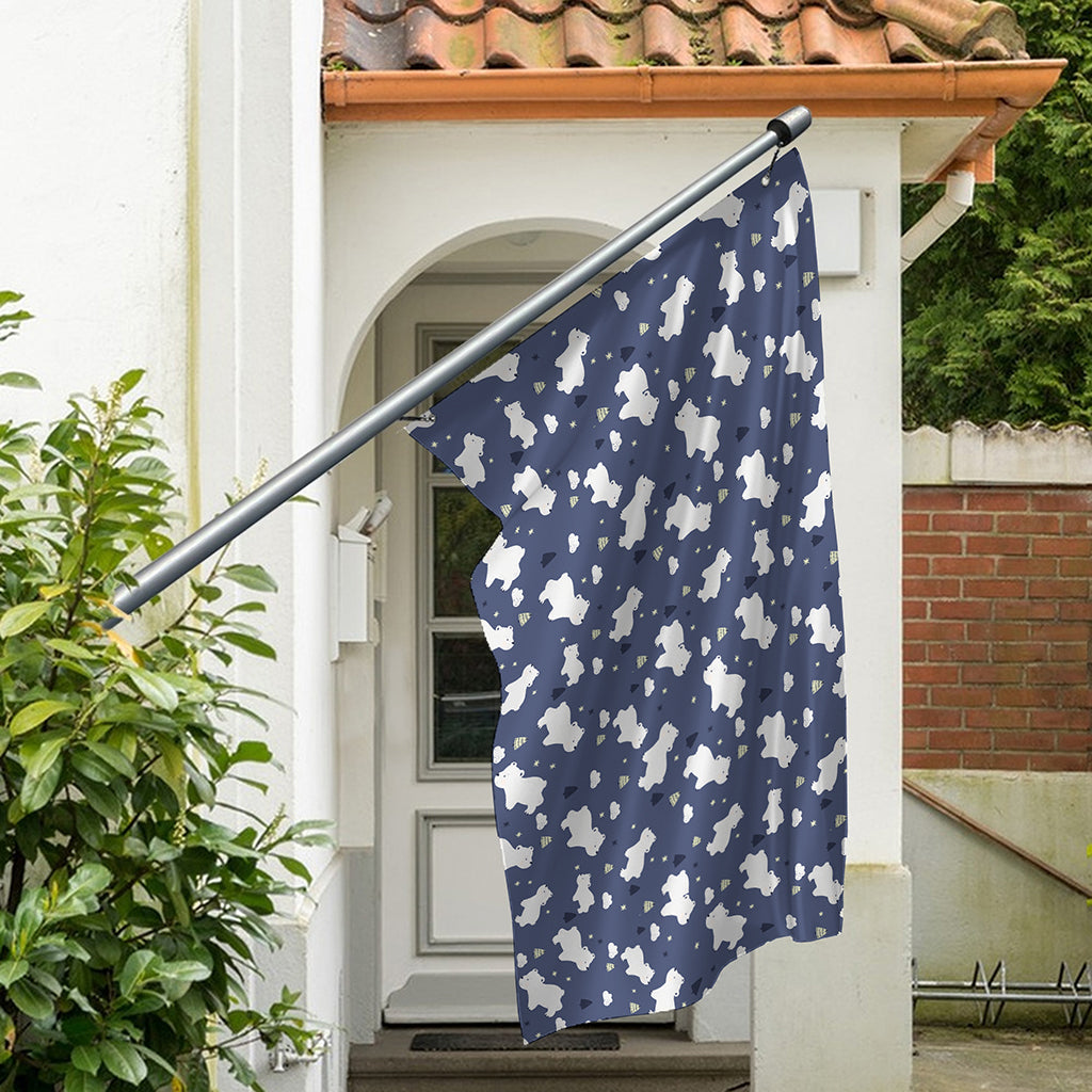 White Baby Polar Bear Pattern Print Polyester Flag