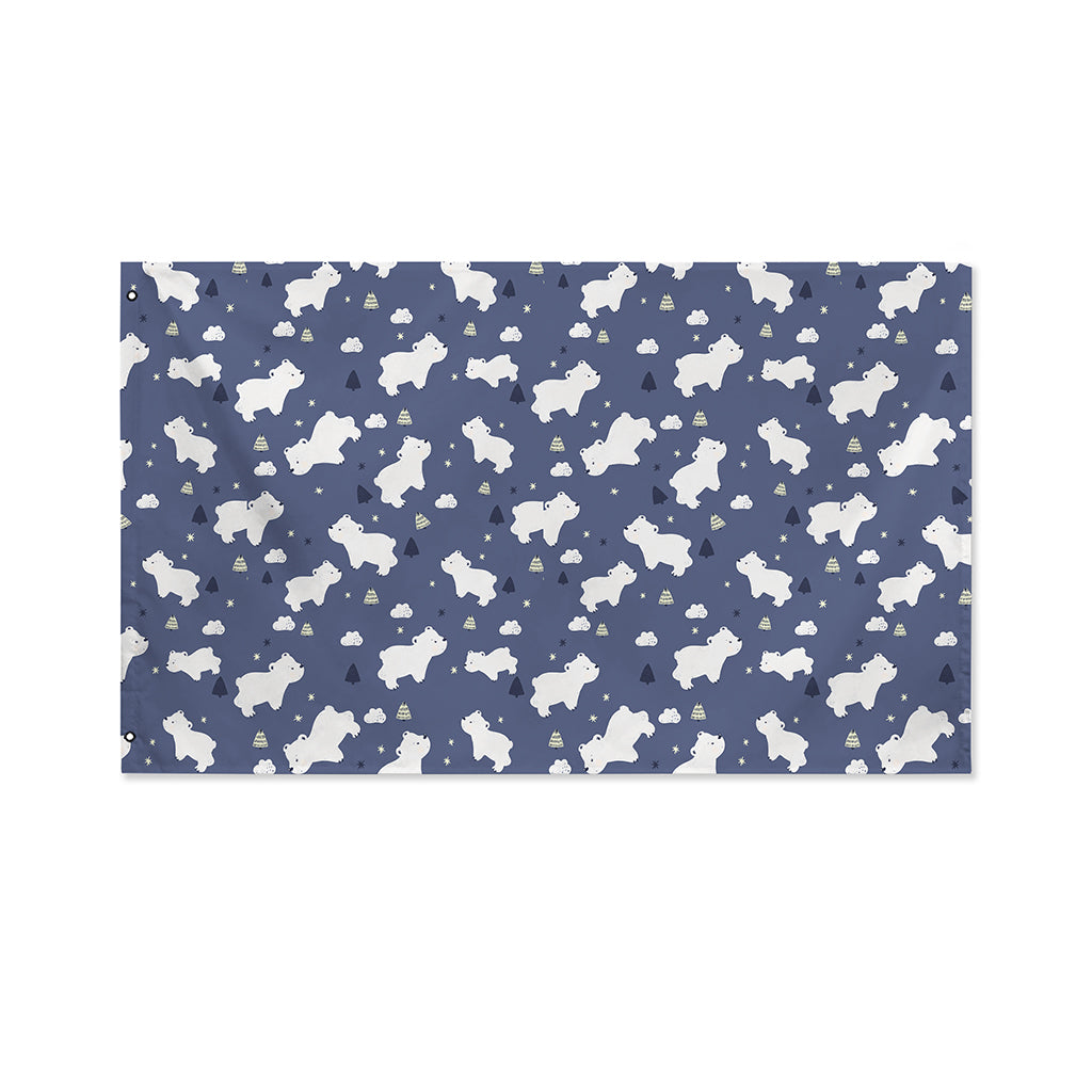 White Baby Polar Bear Pattern Print Polyester Flag