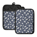 White Baby Polar Bear Pattern Print Pot Holders With Pocket
