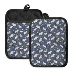 White Baby Polar Bear Pattern Print Pot Holders With Pocket