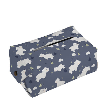 White Baby Polar Bear Pattern Print Rectangle Tissue Box Cover