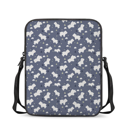 White Baby Polar Bear Pattern Print Rectangular Crossbody Bag