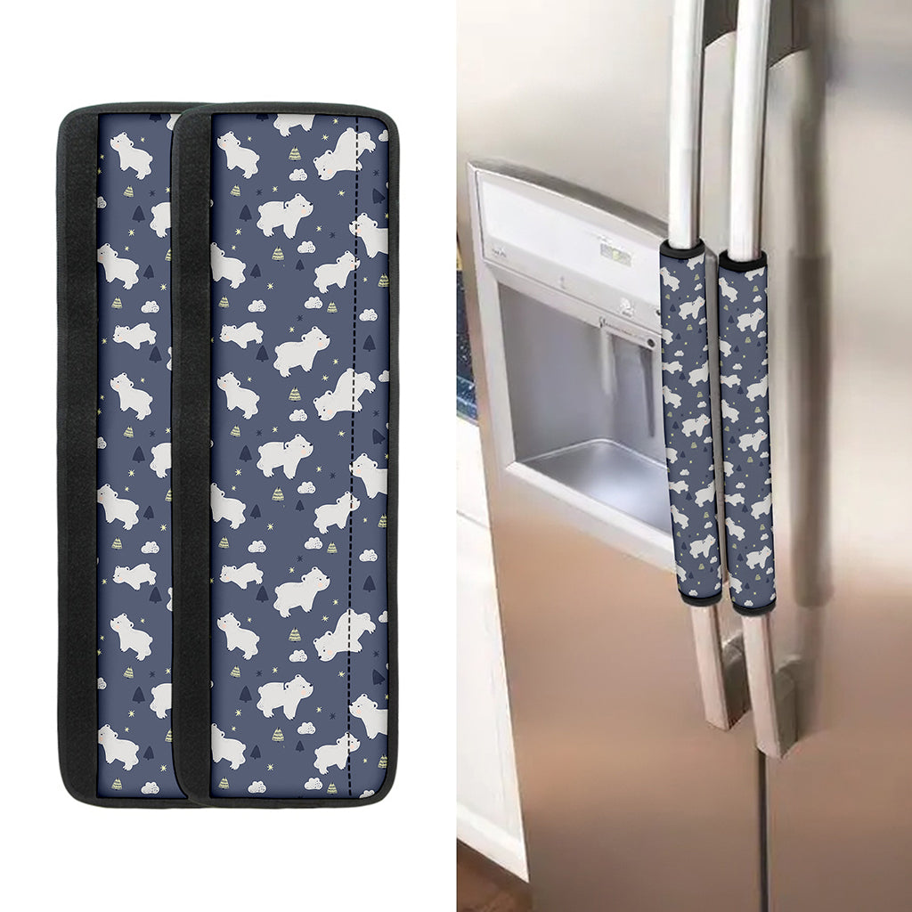 White Baby Polar Bear Pattern Print Refrigerator Handle Covers