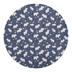 White Baby Polar Bear Pattern Print Round Blanket