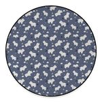 White Baby Polar Bear Pattern Print Round Floor Mat