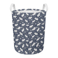 White Baby Polar Bear Pattern Print Round Laundry Basket