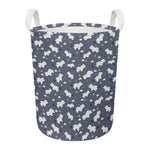White Baby Polar Bear Pattern Print Round Laundry Basket