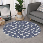 White Baby Polar Bear Pattern Print Round Rug