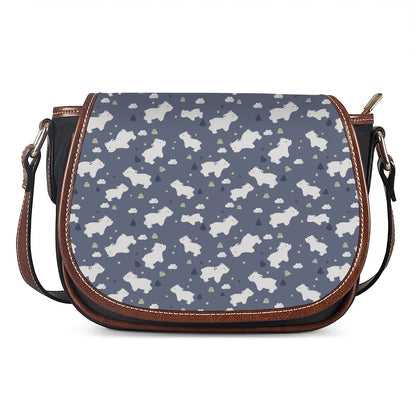 White Baby Polar Bear Pattern Print Saddle Bag