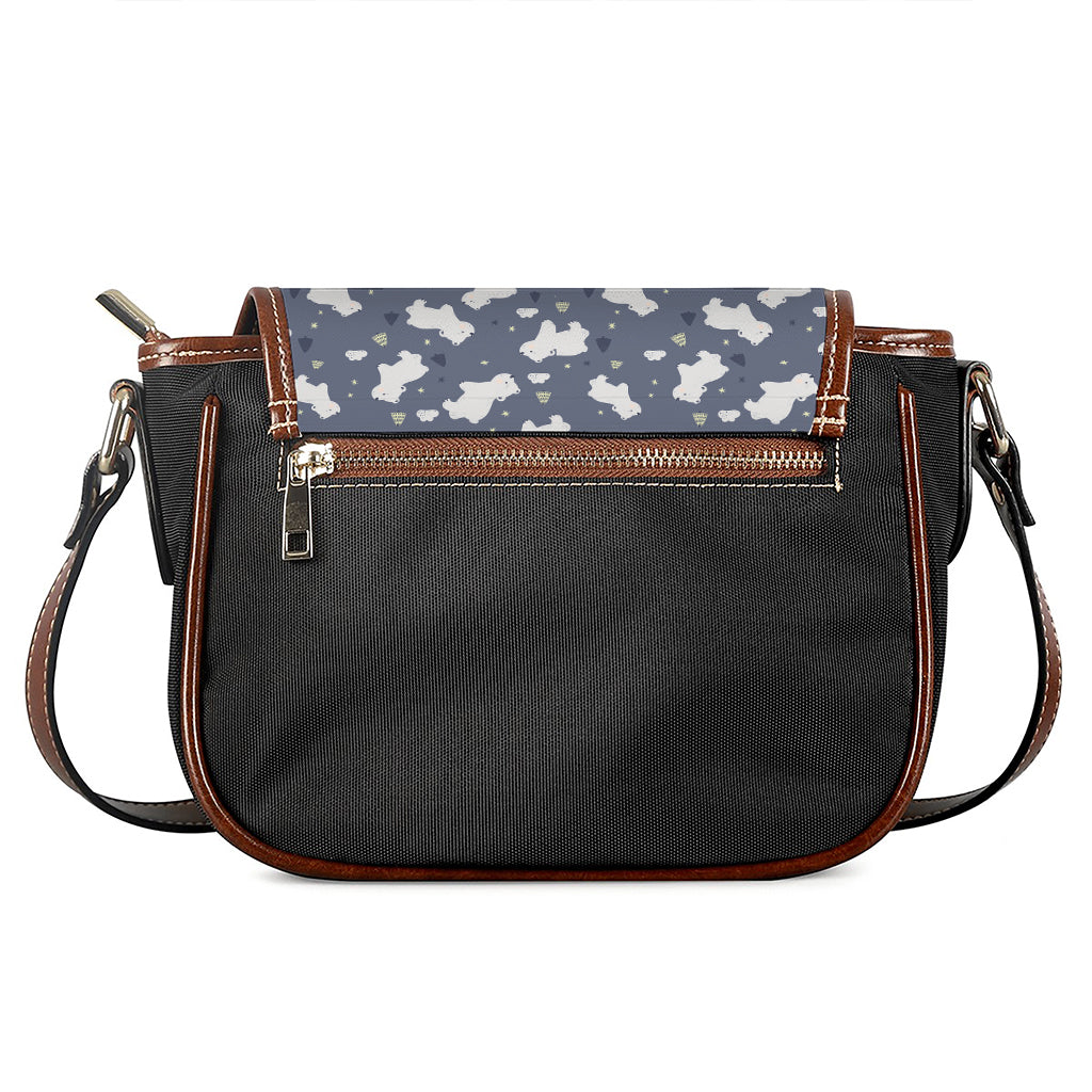 White Baby Polar Bear Pattern Print Saddle Bag