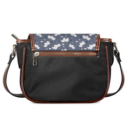 White Baby Polar Bear Pattern Print Saddle Bag