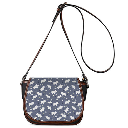 White Baby Polar Bear Pattern Print Saddle Bag