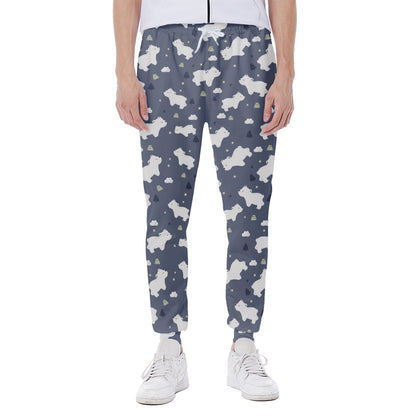 White Baby Polar Bear Pattern Print Scuba Joggers