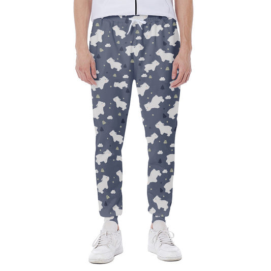 White Baby Polar Bear Pattern Print Scuba Joggers