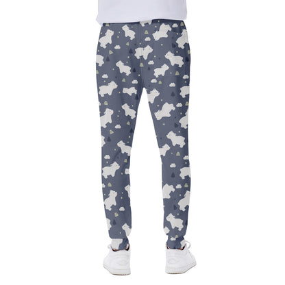 White Baby Polar Bear Pattern Print Scuba Joggers