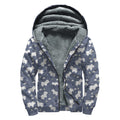 White Baby Polar Bear Pattern Print Sherpa Lined Zip Up Hoodie