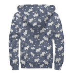 White Baby Polar Bear Pattern Print Sherpa Lined Zip Up Hoodie