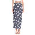 White Baby Polar Bear Pattern Print Side Slit Maxi Skirt