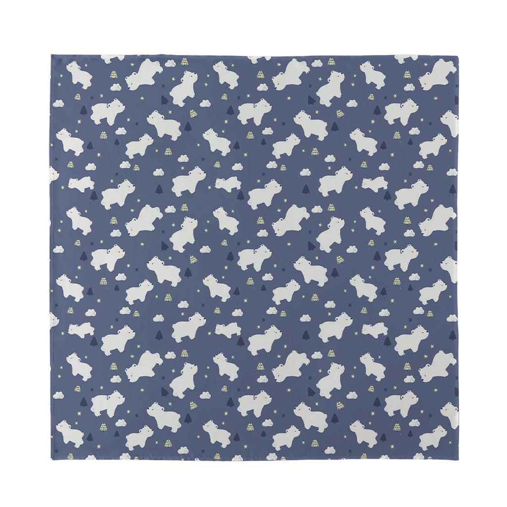 White Baby Polar Bear Pattern Print Silk Bandana