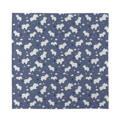 White Baby Polar Bear Pattern Print Silk Bandana