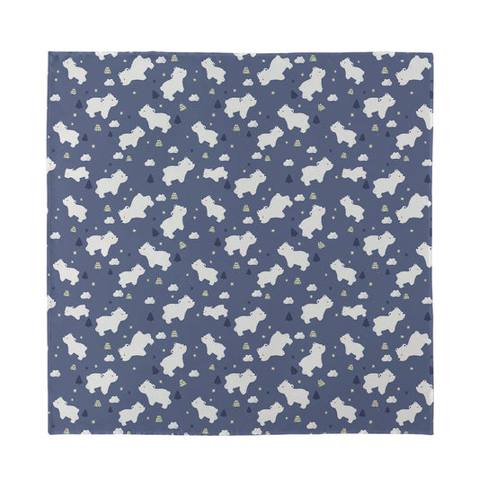 White Baby Polar Bear Pattern Print Silk Bandana