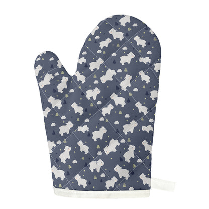 White Baby Polar Bear Pattern Print Single Oven Mitt