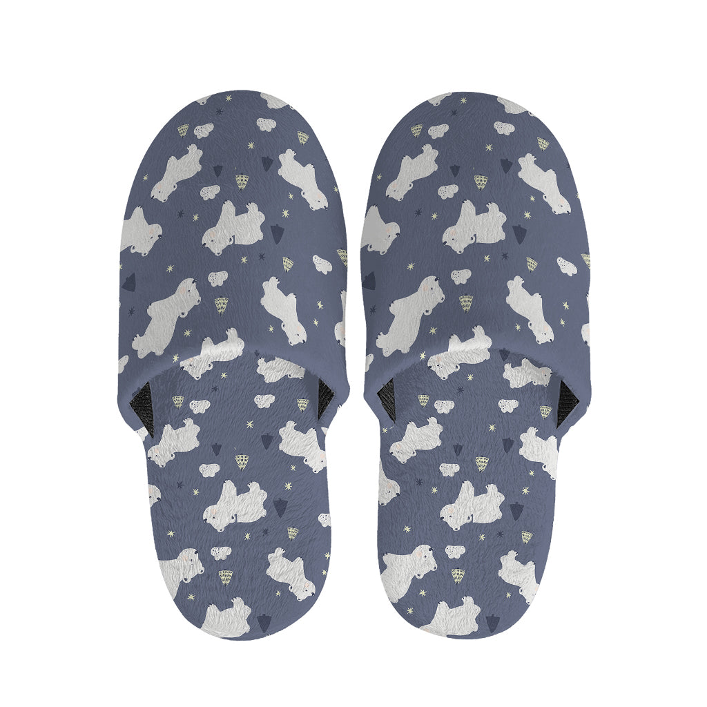 White Baby Polar Bear Pattern Print Slippers