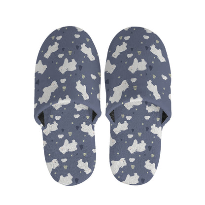 White Baby Polar Bear Pattern Print Slippers