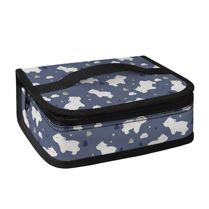 White Baby Polar Bear Pattern Print Small Lunch Bag
