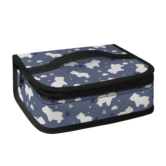White Baby Polar Bear Pattern Print Small Lunch Bag