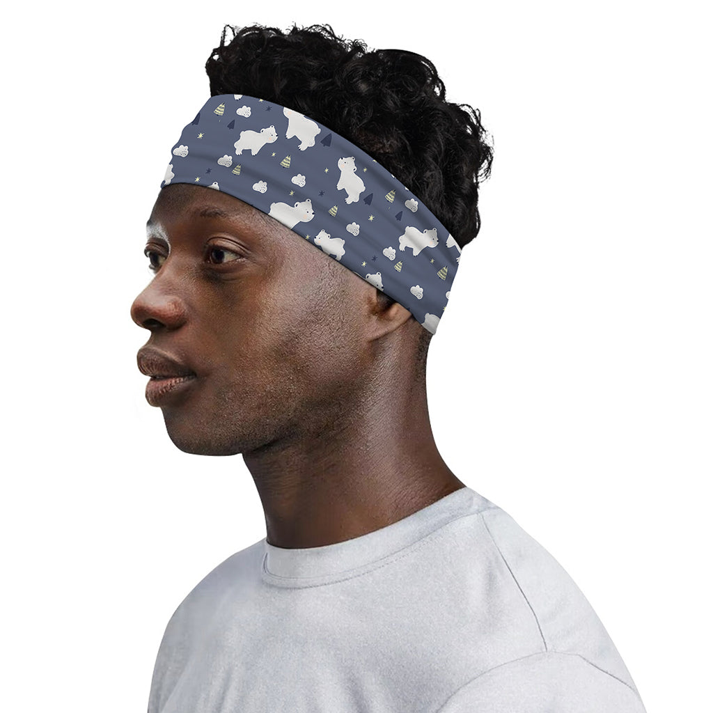 White Baby Polar Bear Pattern Print Sports Headband