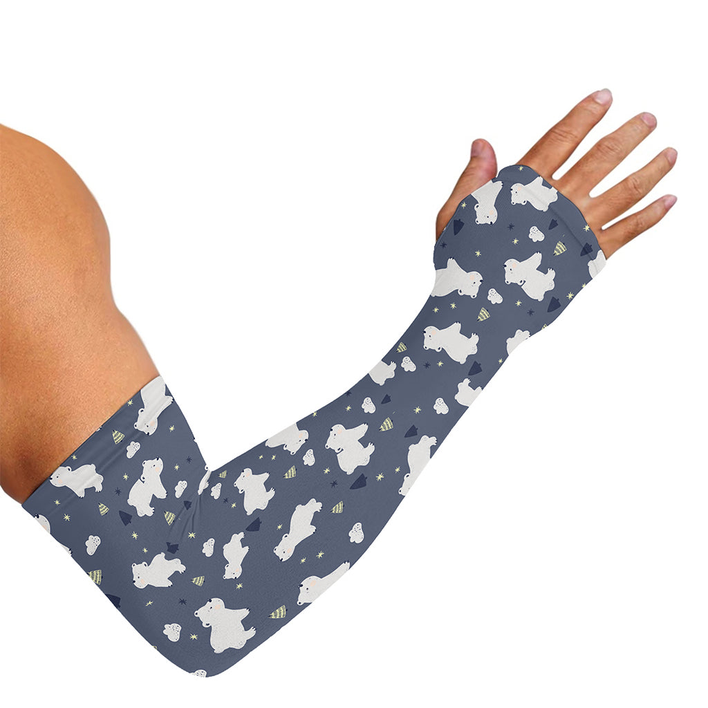 White Baby Polar Bear Pattern Print Sun Protection Arm Sleeves