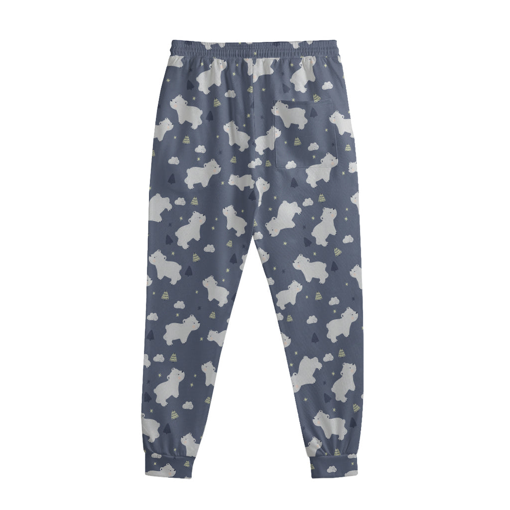 White Baby Polar Bear Pattern Print Sweatpants