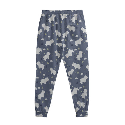 White Baby Polar Bear Pattern Print Sweatpants