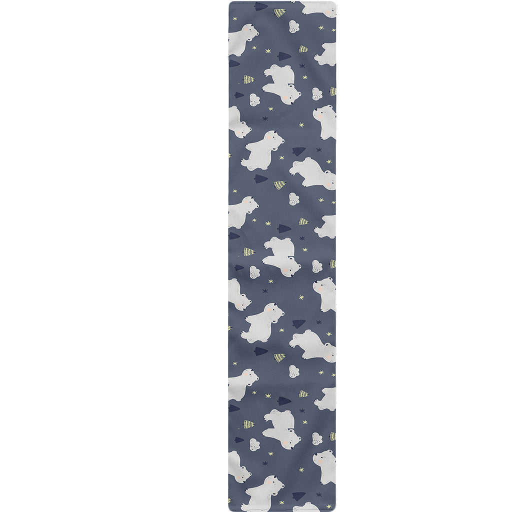 White Baby Polar Bear Pattern Print Table Runner