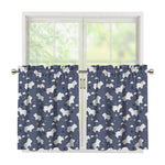 White Baby Polar Bear Pattern Print Tier Curtains