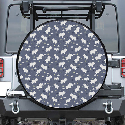 White Baby Polar Bear Pattern Print Tire Cover