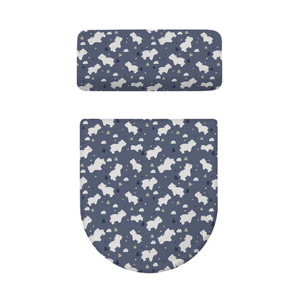 White Baby Polar Bear Pattern Print Toilet Lid And Tank Cover Set