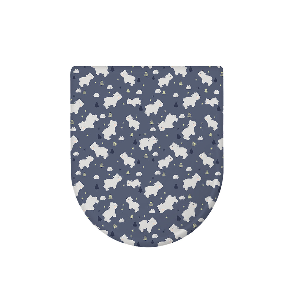 White Baby Polar Bear Pattern Print Toilet Lid Cover