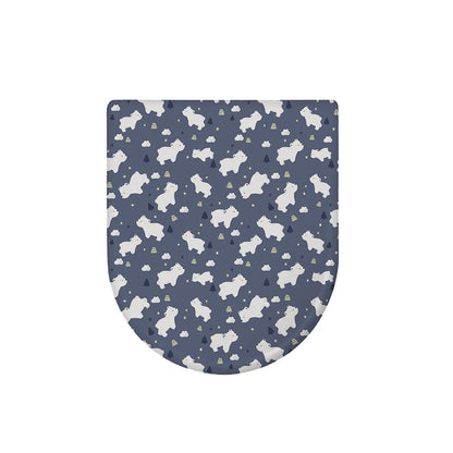 White Baby Polar Bear Pattern Print Toilet Lid Cover