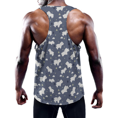 White Baby Polar Bear Pattern Print Training Tank Top