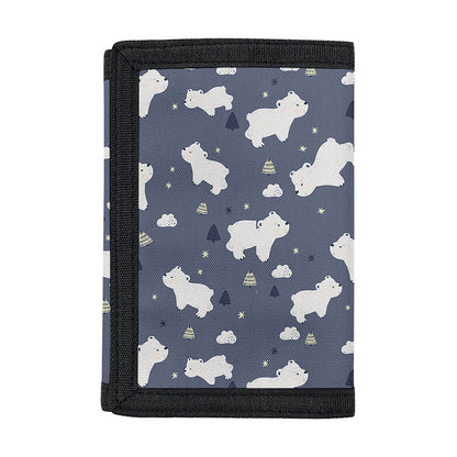 White Baby Polar Bear Pattern Print Trifold Wallet