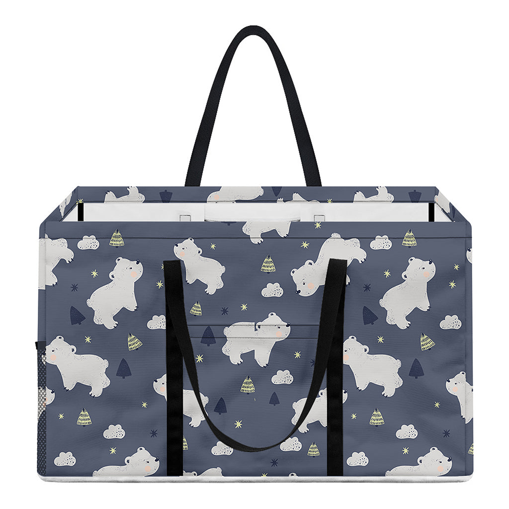 White Baby Polar Bear Pattern Print Utility Tote Bag