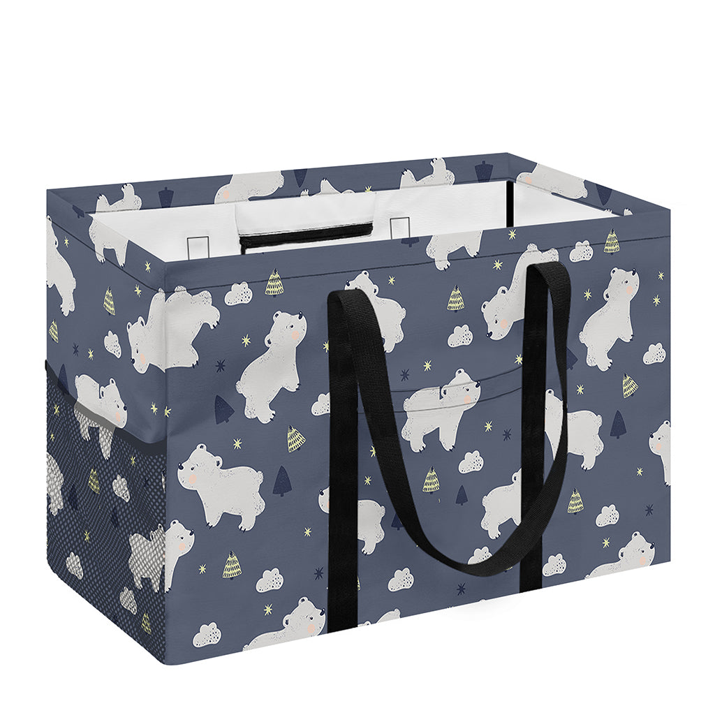 White Baby Polar Bear Pattern Print Utility Tote Bag