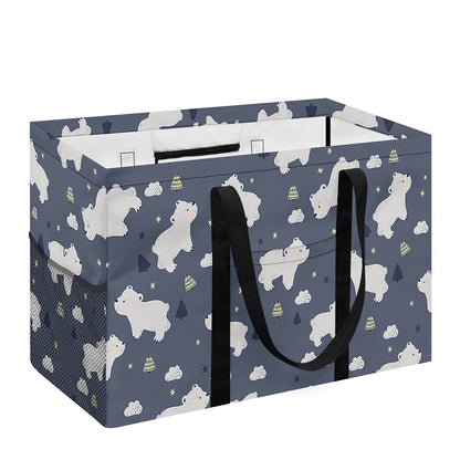 White Baby Polar Bear Pattern Print Utility Tote Bag