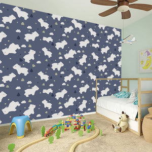 White Baby Polar Bear Pattern Print Wall Sticker