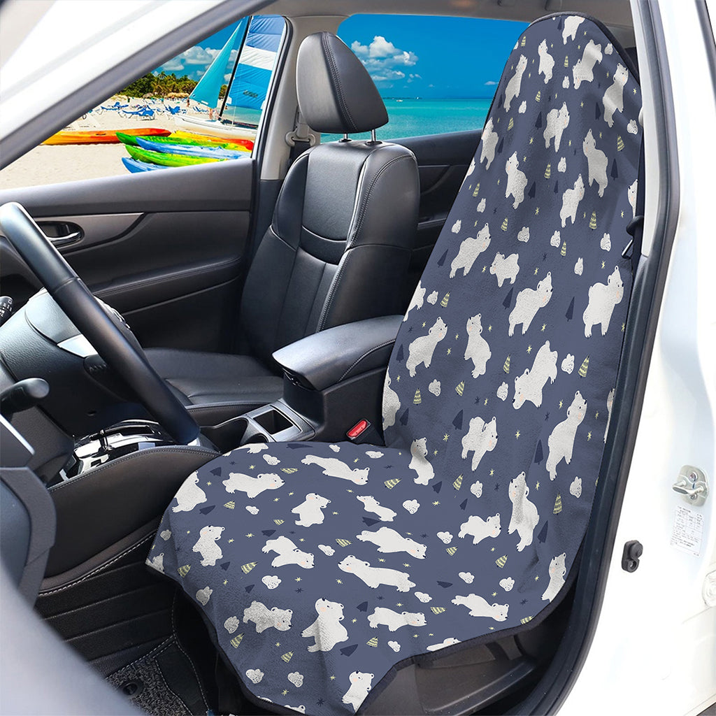 White Baby Polar Bear Pattern Print Waterproof Car Seat Cover