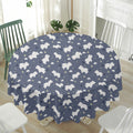 White Baby Polar Bear Pattern Print Waterproof Round Tablecloth